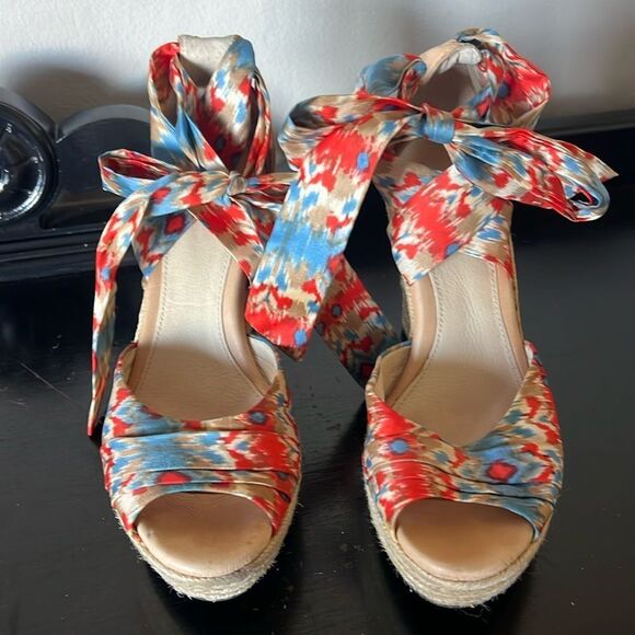 UGG Shoes - UGG® Lucianna 1000695 Open Toe Espardrille Wedge Heel Leather Sandals Sz 7.5